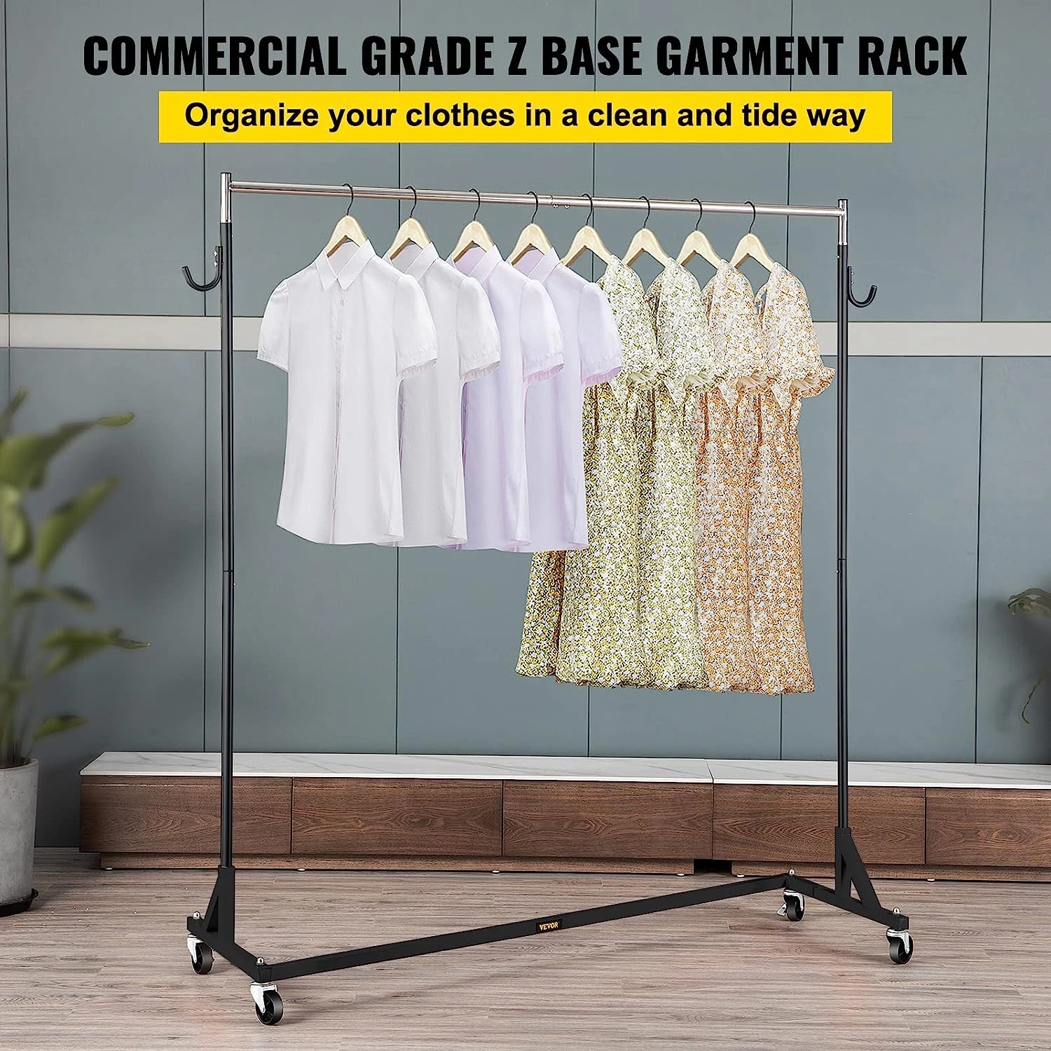 Z Rack Industriale: Elegante e Robusta, Capacità 136kg, Perfetta per Abiti. Spedizione Immediata!